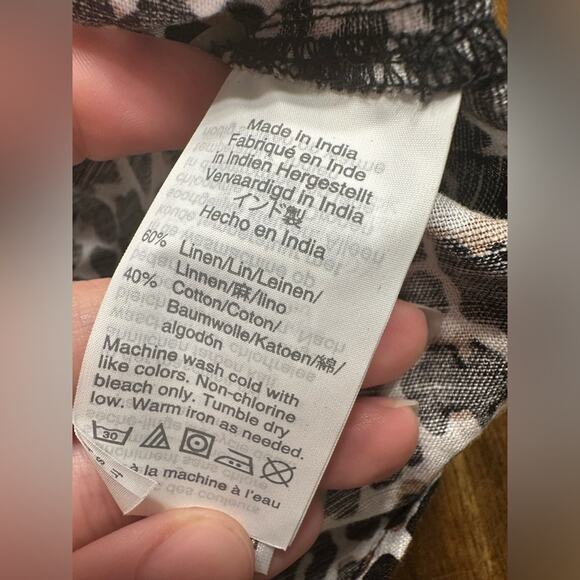 NWT J Crew Womens Button Shirt Leopard Print Linen Blend Slim Fit Size 12 - Picture 4 of 7